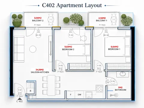 Sale, two bedroom apartment, 64m², Ilino, Bar - image 10
