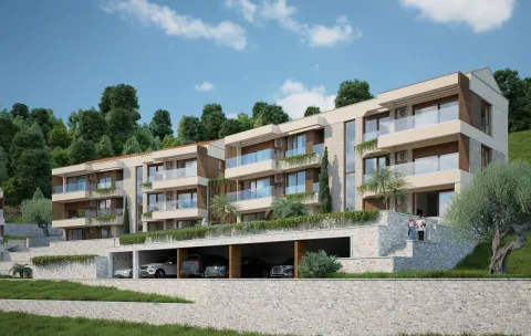 Eksterijer moderne stambene zgrade sa terasama i garažom u prizemlju. - image 5