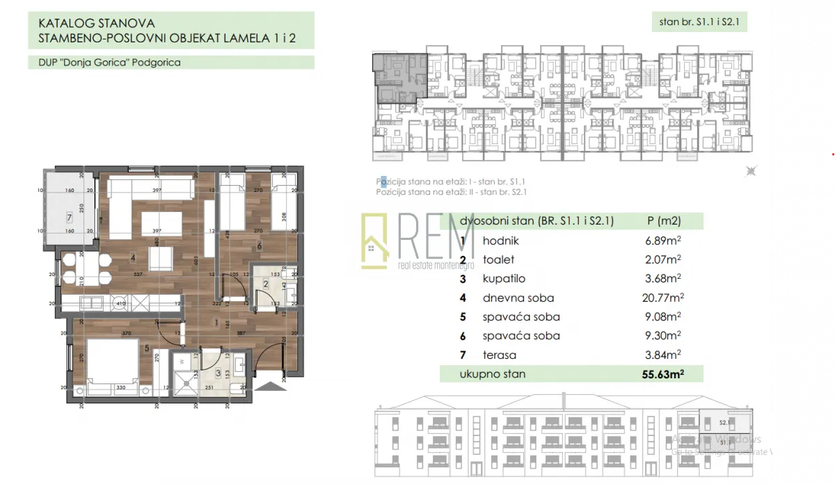 Prodaja, jednosoban stan, 44m², Donja Gorica, Podgorica