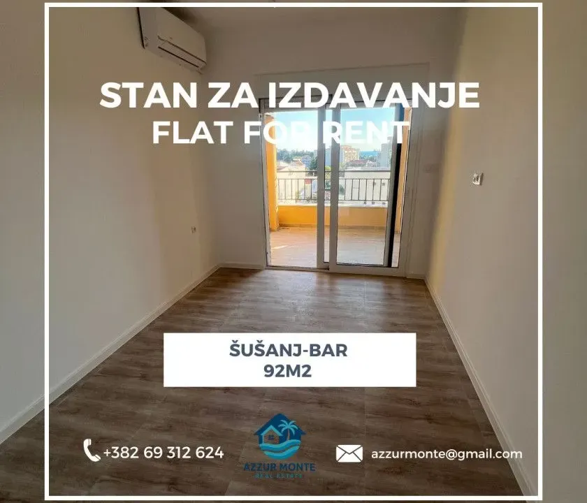 Izdavanje, stan, 92m², Šušanj, Bar