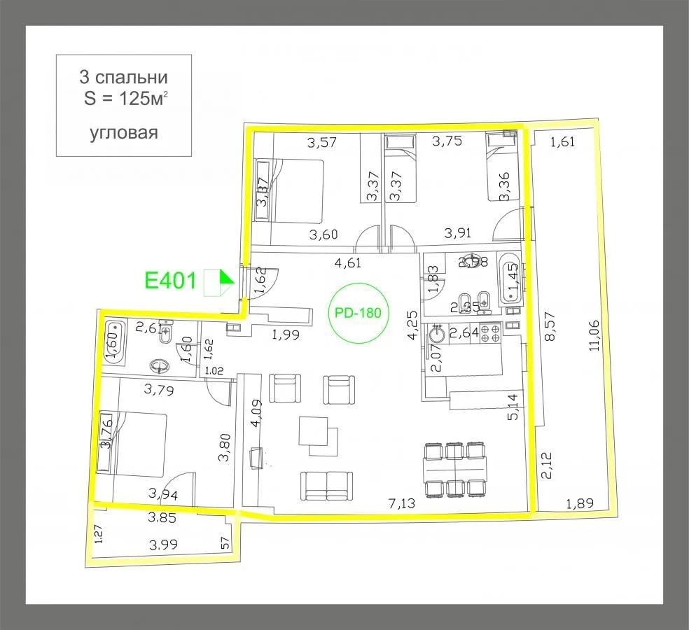 Sale, three bedroom apartment, 125m², Budva, Crna Gora