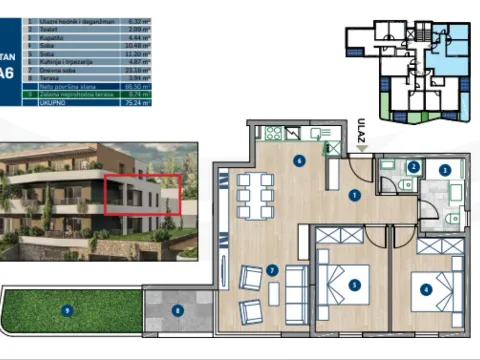 Prodaja, dvosoban stan, 66m², Kotor, Crna Gora