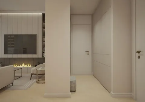 Modern living room with a TV and a built-in fireplace. - image 4
