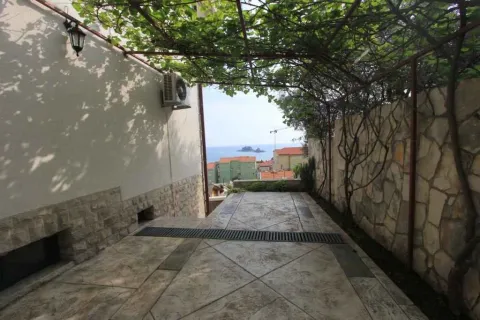 Popločano dvorište pod vinovom lozom sa pogledom na more. - image 34