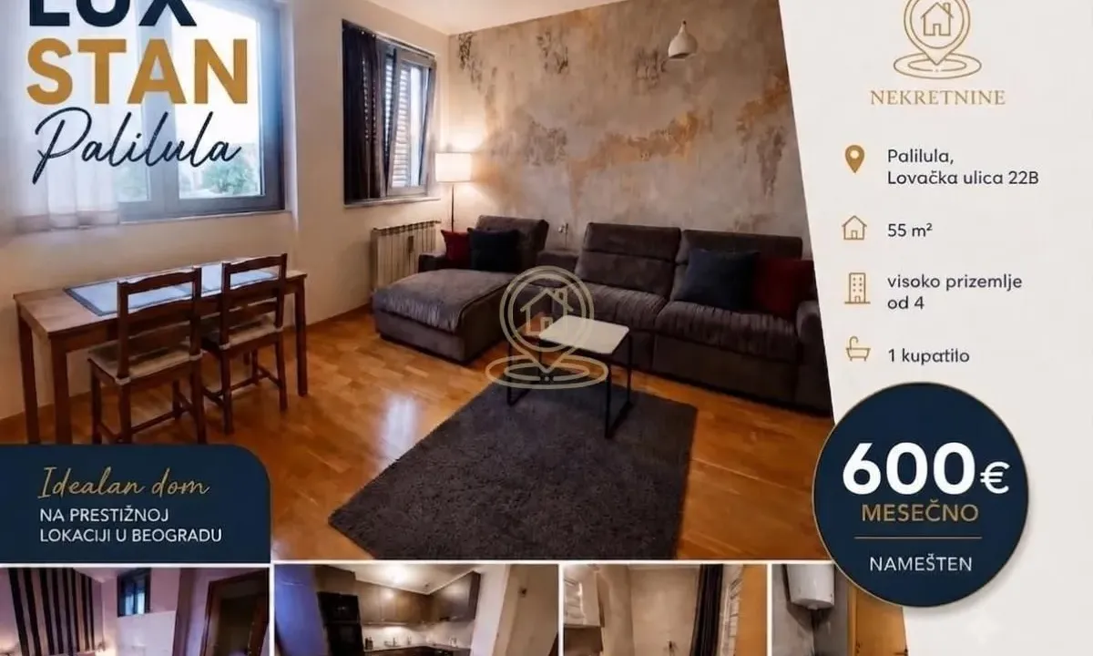 Izdavanje, dvosoban stan, 55m², Višnjica, Palilula Sve Podlokacije