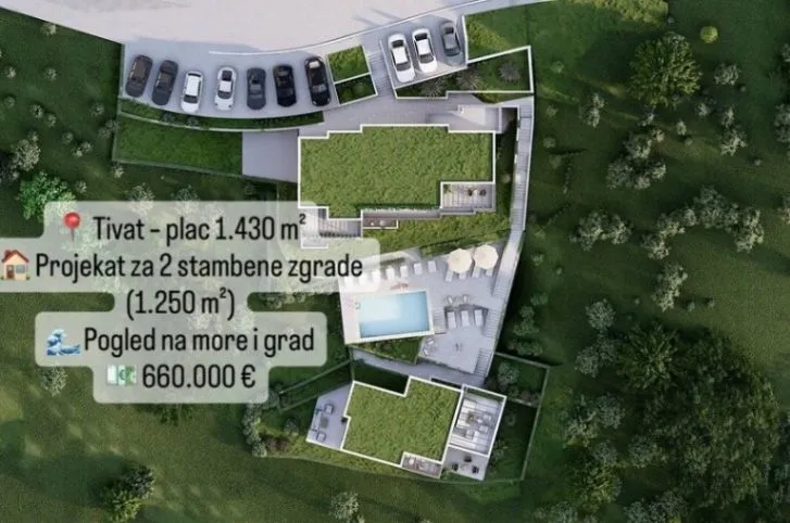 Sale, land lot, 1430m², Tivat, Crna Gora