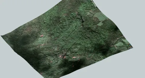 3D prikaz katastarske parcele sa označenim granicama na terenu. - image 5
