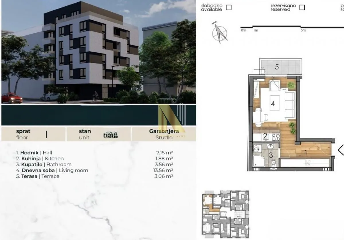 Prodaja, garsonjera, 28m², Detelinara, Novi Sad Sve Podlokacije