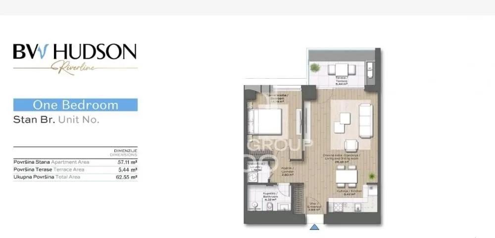 Sale, two bedroom apartment, 63m², Savski Venac, Beograd