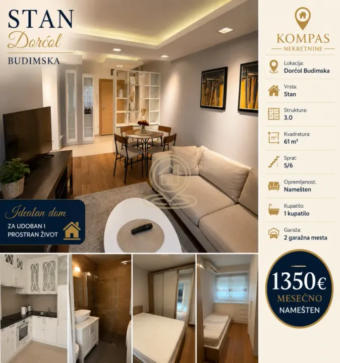 Rent, three bedroom apartment, 61m², Gundulićev Venac, Beograd