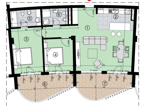 Sale, two bedroom apartment, 103m², Bečići, Budva - image 9