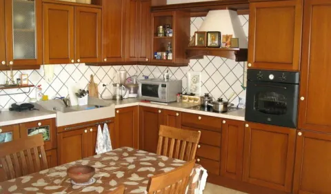 Tradicionalna kuhinja sa drvenim elementima i ugrađenom rernom. - image 16