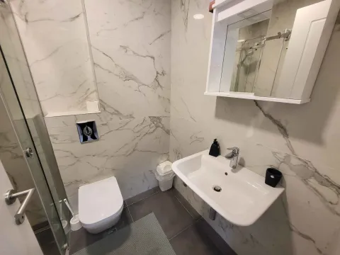 Moderne kupatilo sa tuš kabinom, umivaonikom i wc šoljom. - image 12