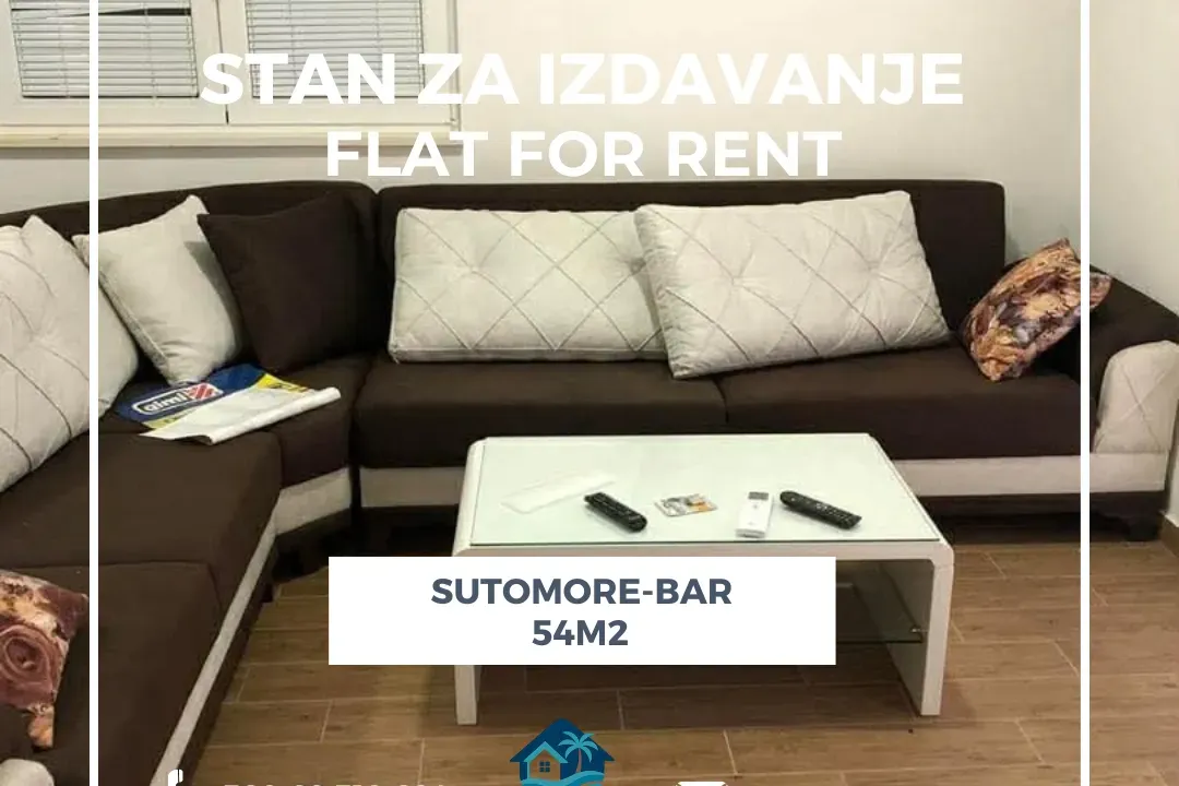 Izdavanje, jednosoban stan, 54m², Sutomore, Bar