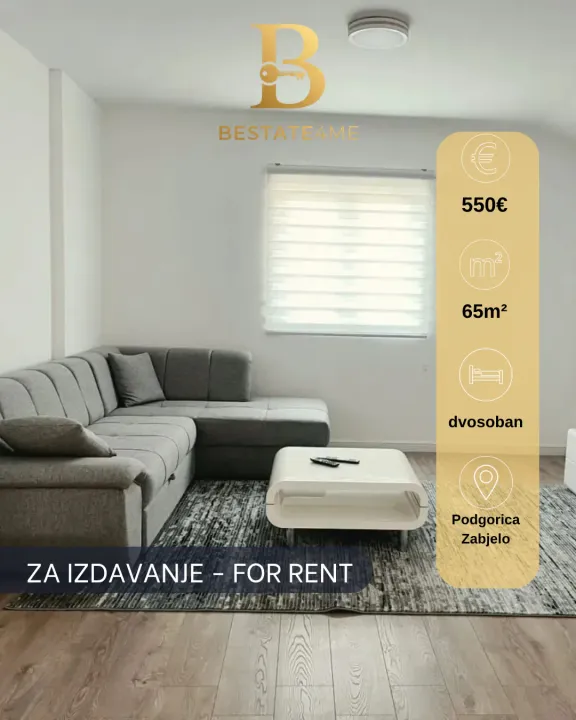Rent, two bedroom apartment, 65m², Zabjelo, Podgorica