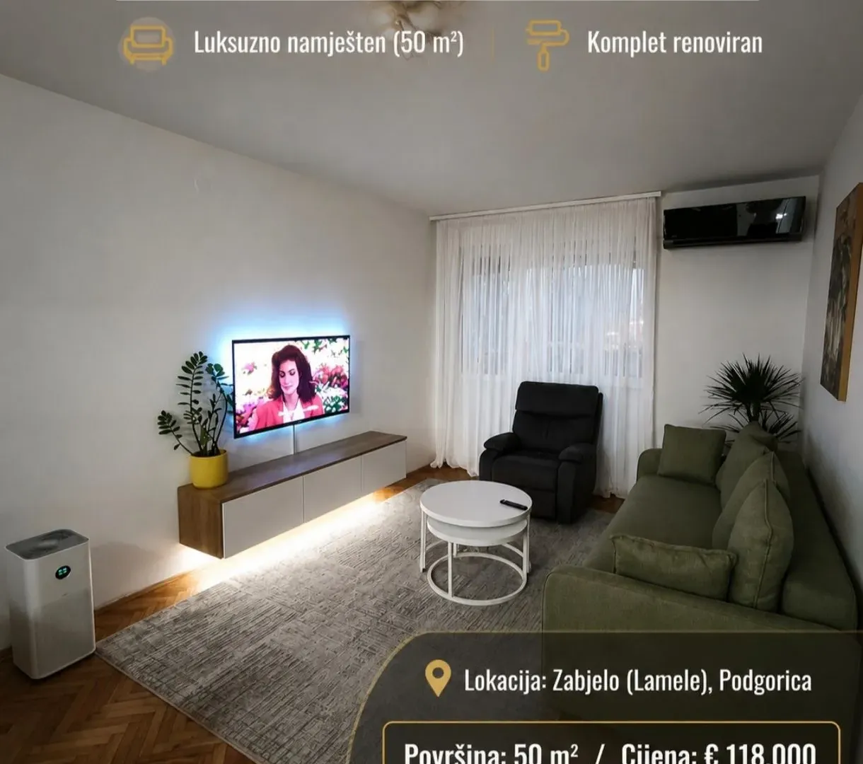 Sale, one bedroom apartment, 50m², Zabjelo, Podgorica