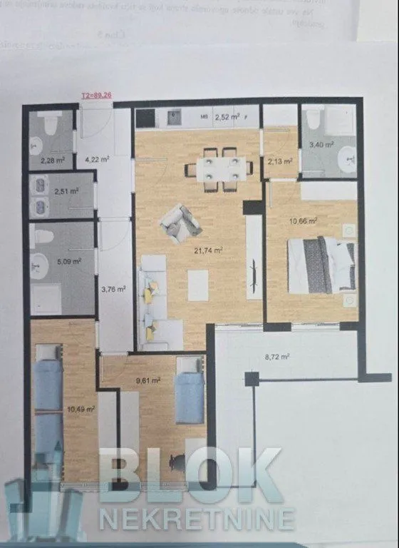 Sale, three bedroom apartment, 83m², Stari Aerodrom, Podgorica