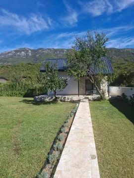 Exterior of the house with a landscaped yard, walkway, and mountain landscape in the background. - image 9