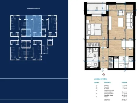 Sale, one bedroom apartment, 50m², Dahna, Podgorica - image 2