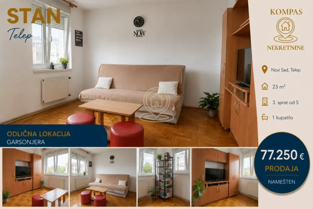 Prodaja, garsonjera, 23m², Telep, Novi Sad Sve Podlokacije