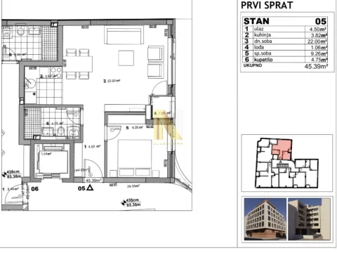 Sale, two bedroom apartment, 45m², Socijalno, Novi Sad Sve Podlokacije - image 2