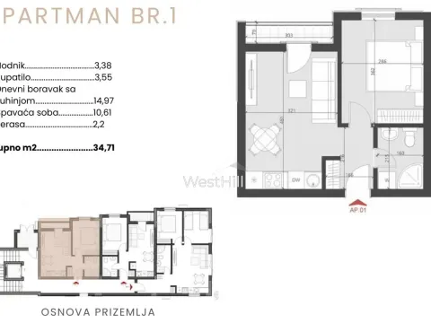 Sale, one bedroom apartment, 35m², Bečići, Budva - image 3