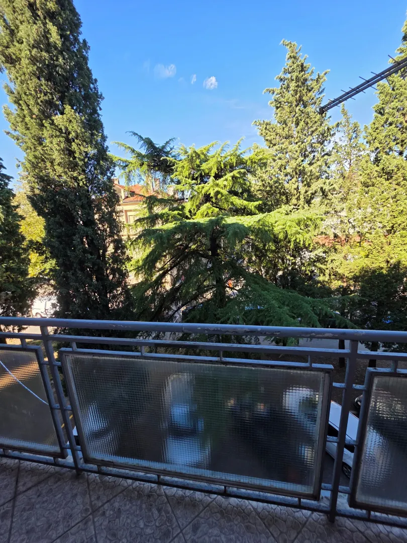 View from the terrace overlooking surrounding greenery and trees.
