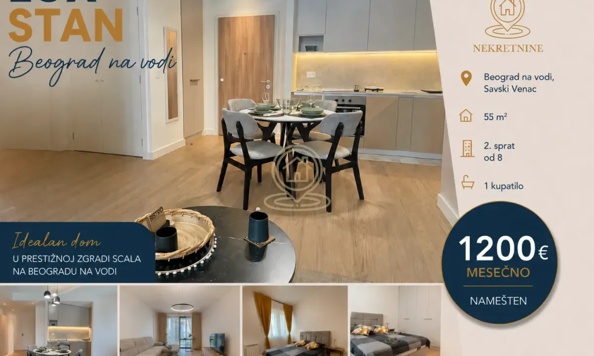 Rent, two bedroom apartment, 55m², Savski Venac, Beograd