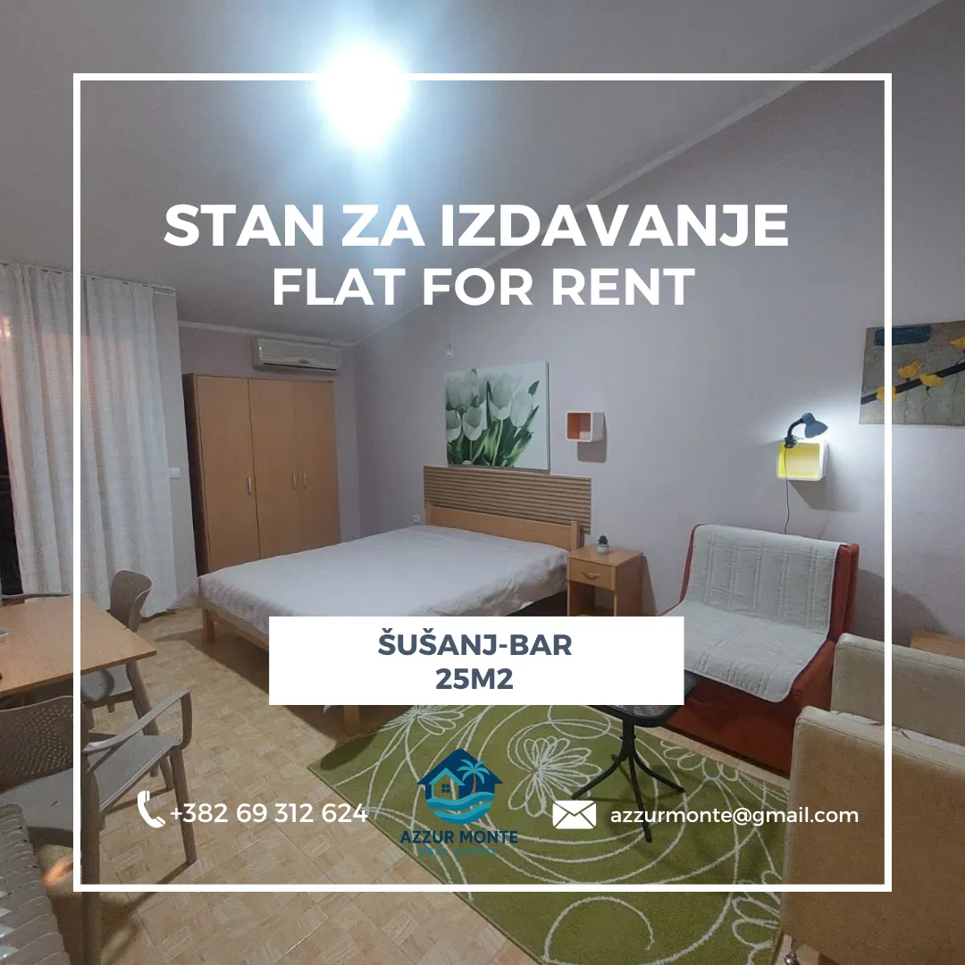 Rent, studio apartment, 25m², Šušanj, Bar
