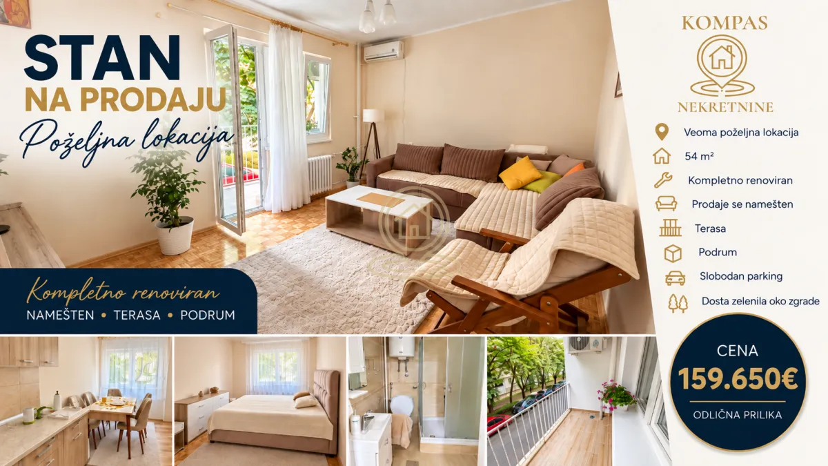 Prodaja, jednosoban stan, 54m², Rotkvarija, Novi Sad Sve Podlokacije