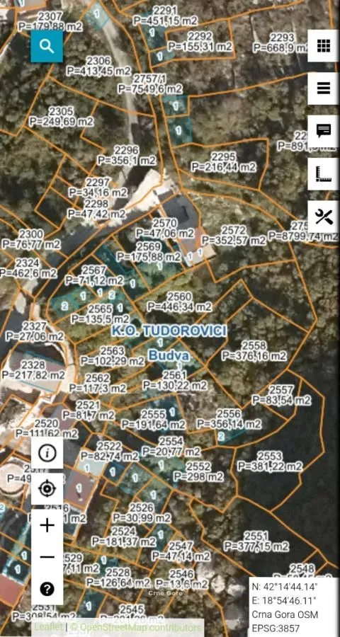 Prodaja, plac, 479m², Tudorovići, Budva