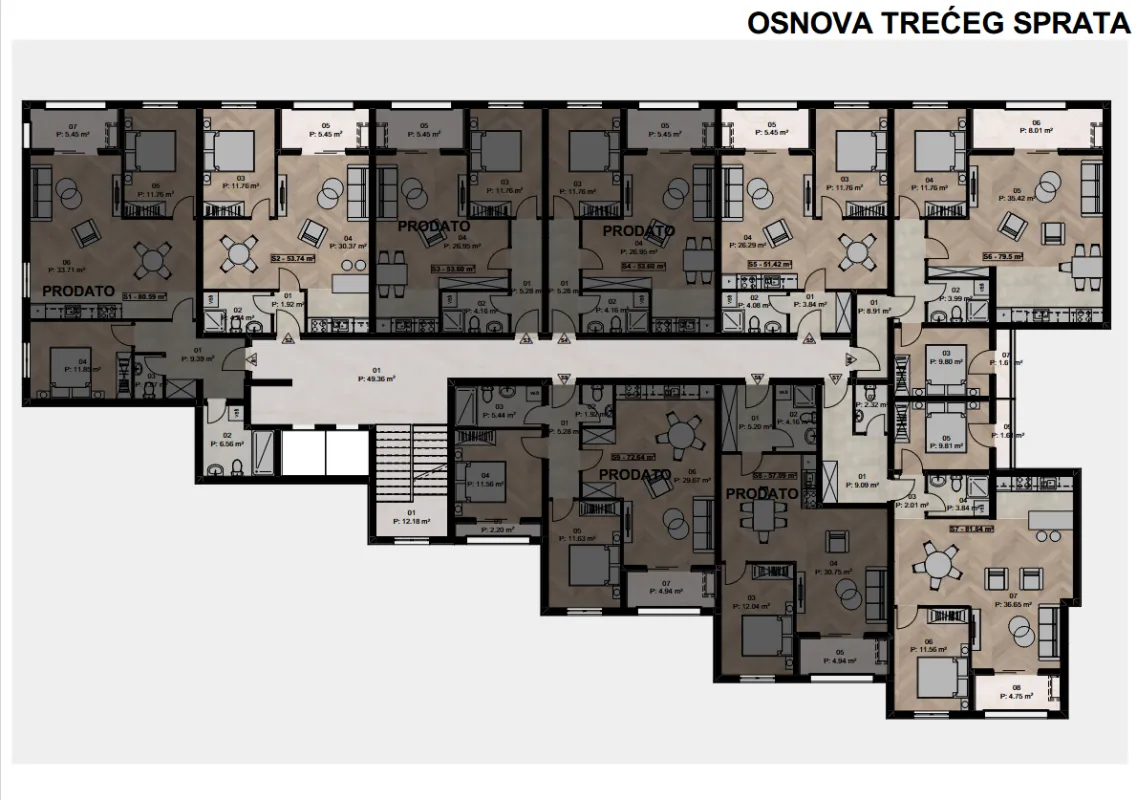 Sale, one bedroom apartment, 52m², Ilino, Bar