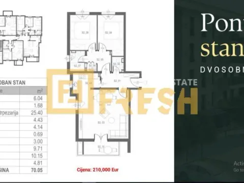 Sale, two bedroom apartment, 70m², Tološi, Podgorica - image 13