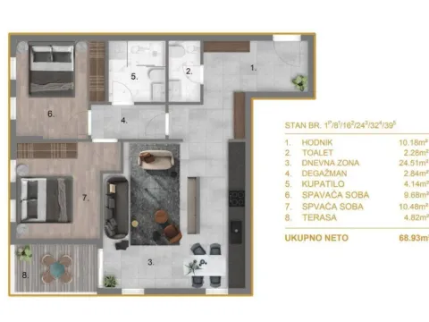 Sale, two bedroom apartment, 69m², Čeluga, Bar - image 10