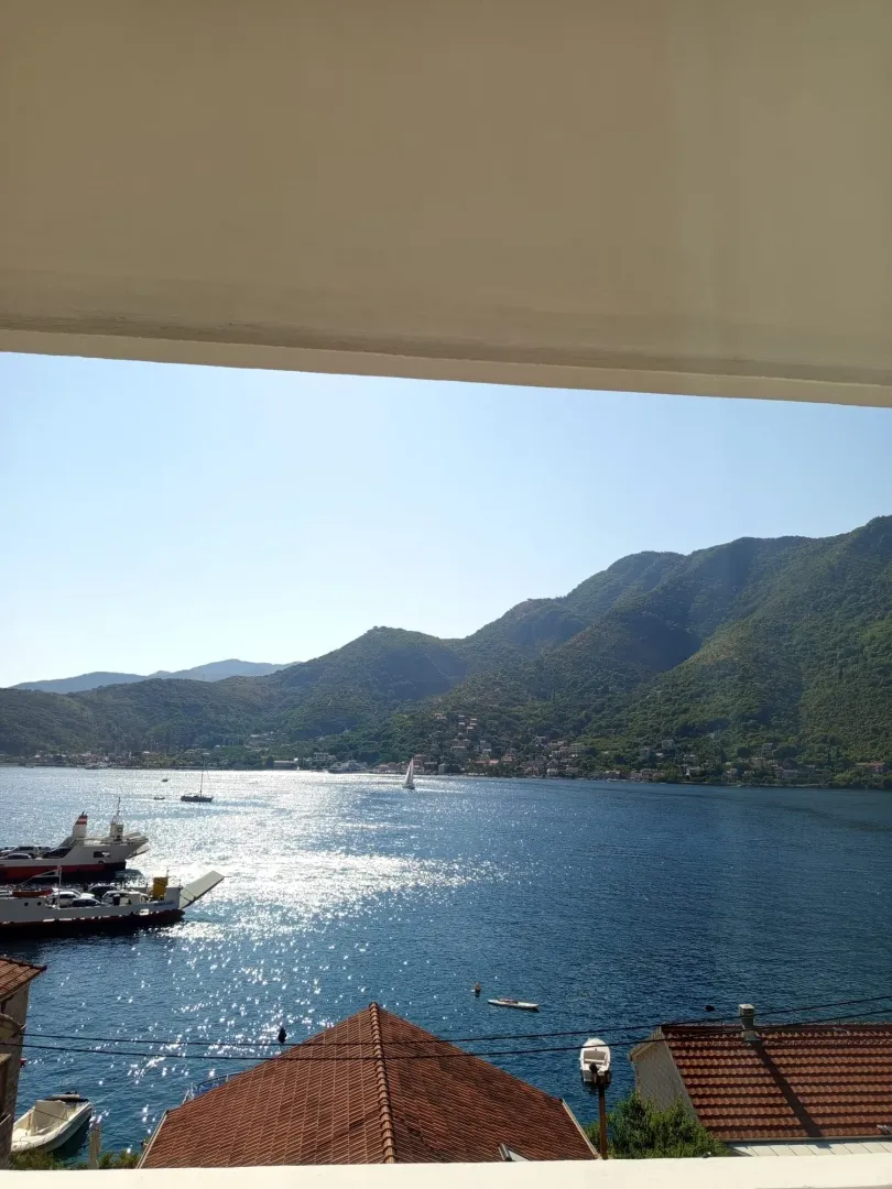 View of the bay and mountains from the terrace.