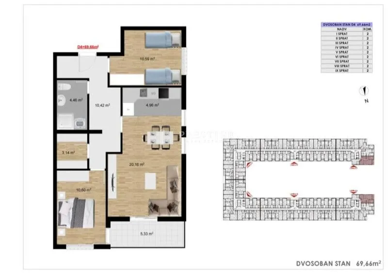 Prodaja, dvosoban stan, 70m², Stari Aerodrom, Podgorica