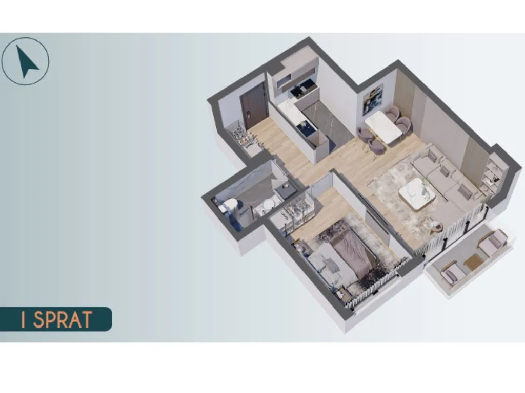 Sale, two bedroom apartment, 50m², Altina, Beograd