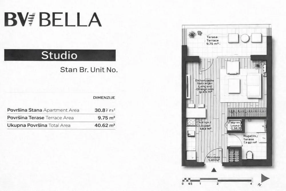 Sale, two bedroom apartment, 54m², Savski Venac, Beograd