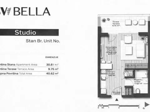 Sale, two bedroom apartment, 54m², Savski Venac, Beograd - image 14