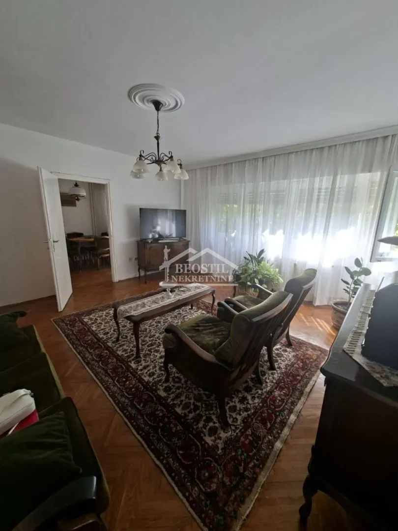 Living room with furniture, rug, and window view.