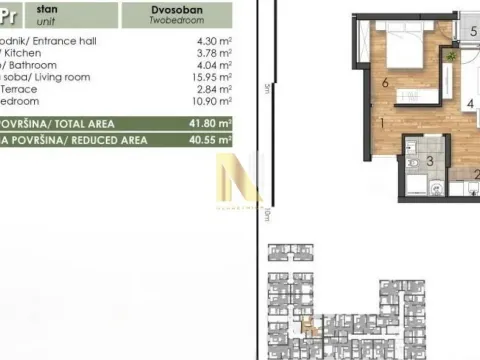 Sale, two bedroom apartment, 41m², Telep, Novi Sad Sve Podlokacije - image 1