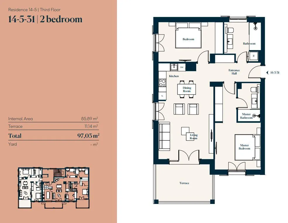 Sale, two bedroom apartment, 97m², Luštica, Tivat