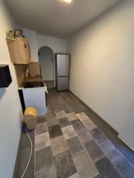 Small kitchen with a sink, refrigerator, and cabinetry. - image 5