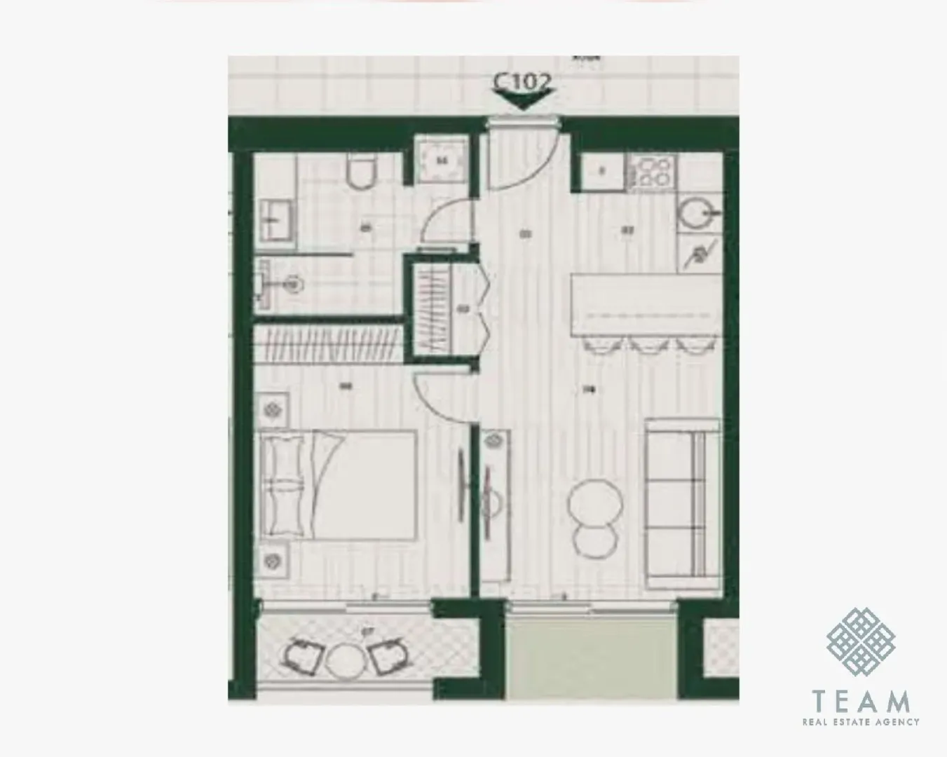Prodaja, jednosoban stan, 41m², Mrčevac, Tivat