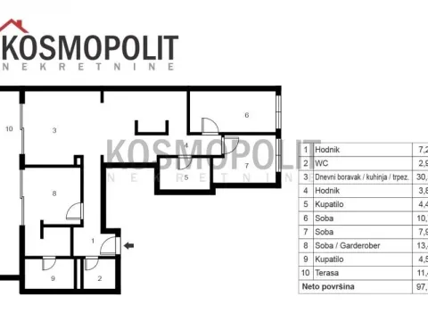 Sale, four bedroom apartment, 97m², Banovo Brdo, Beograd