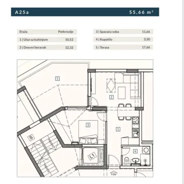 Arhitektonski plan stana sa rasporedom prostorija i površinama. - image 20