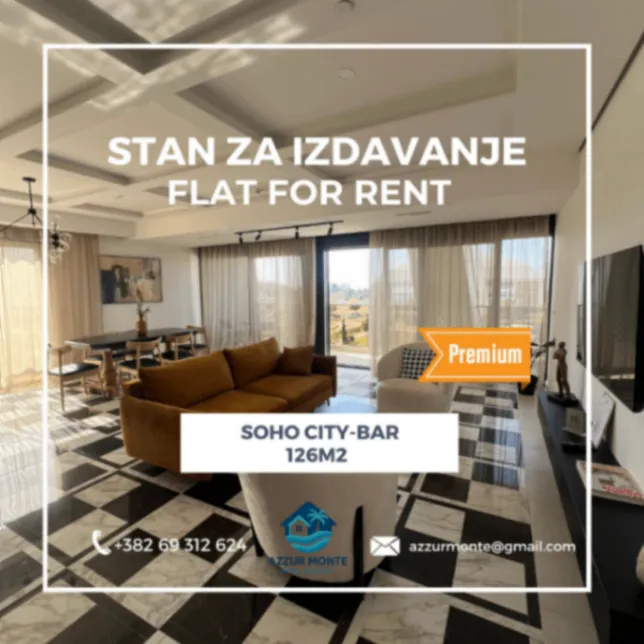 Izdavanje, jednosoban stan, 126m², Soho City, Bar
