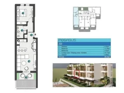 Prodaja, dvosoban stan, 48m², Kumbor, Herceg Novi - image 2