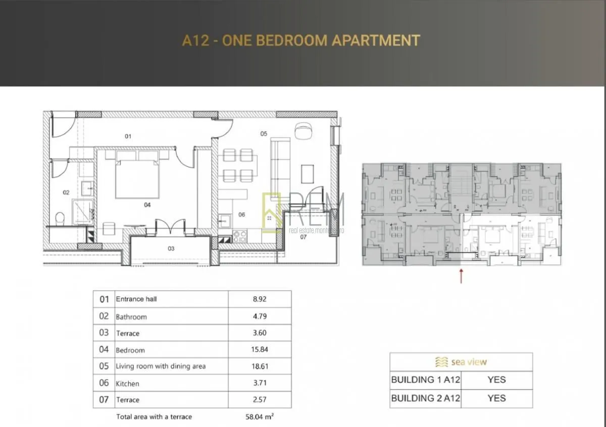 Prodaja, jednosoban stan, 49m², Risan, Kotor