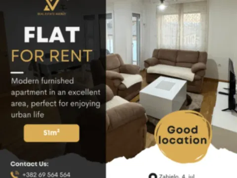 Rent, one bedroom apartment, 51m², Zabjelo, Podgorica